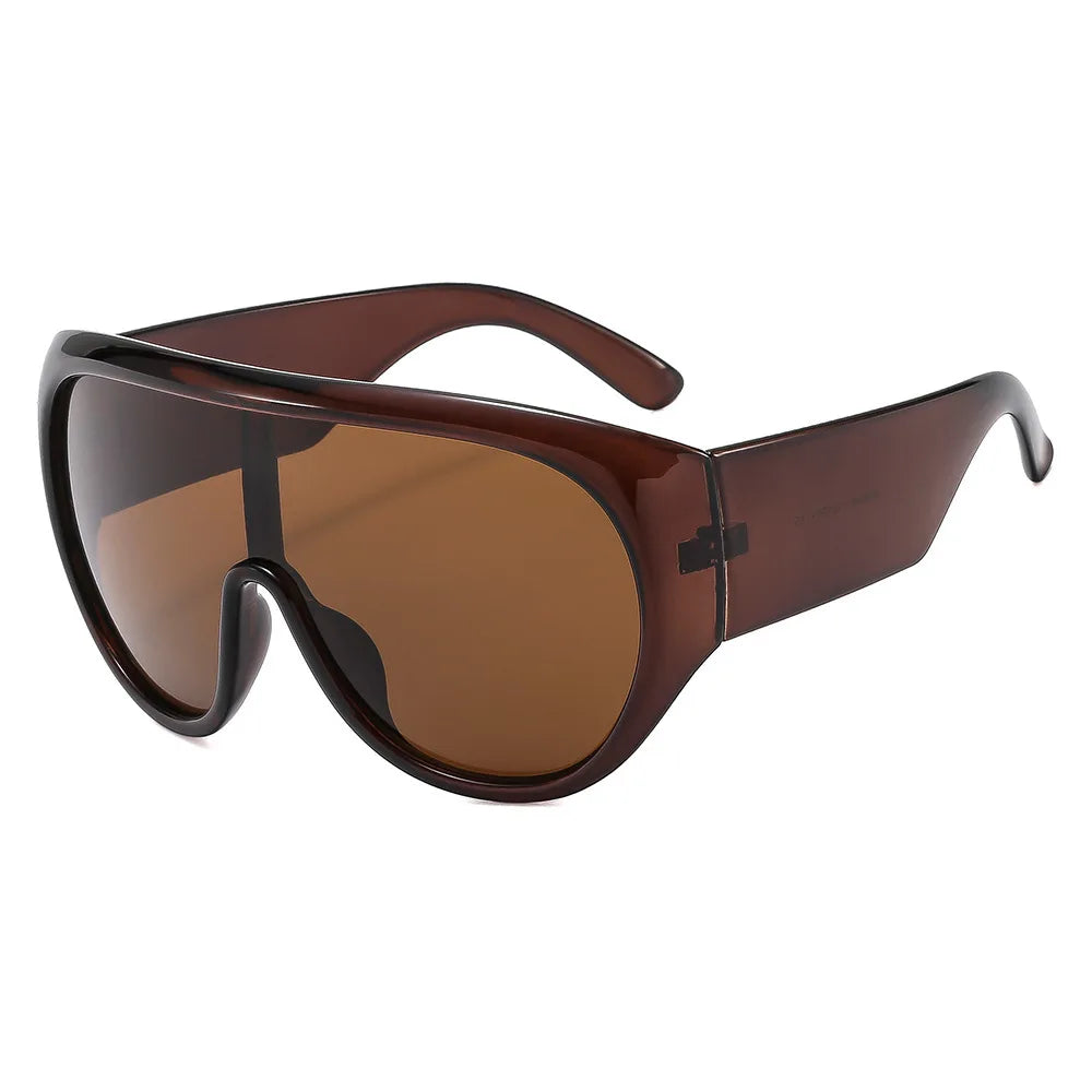 Retro Big Frame Sunglasses Square Pilot — Tea Color | KIMLUD
