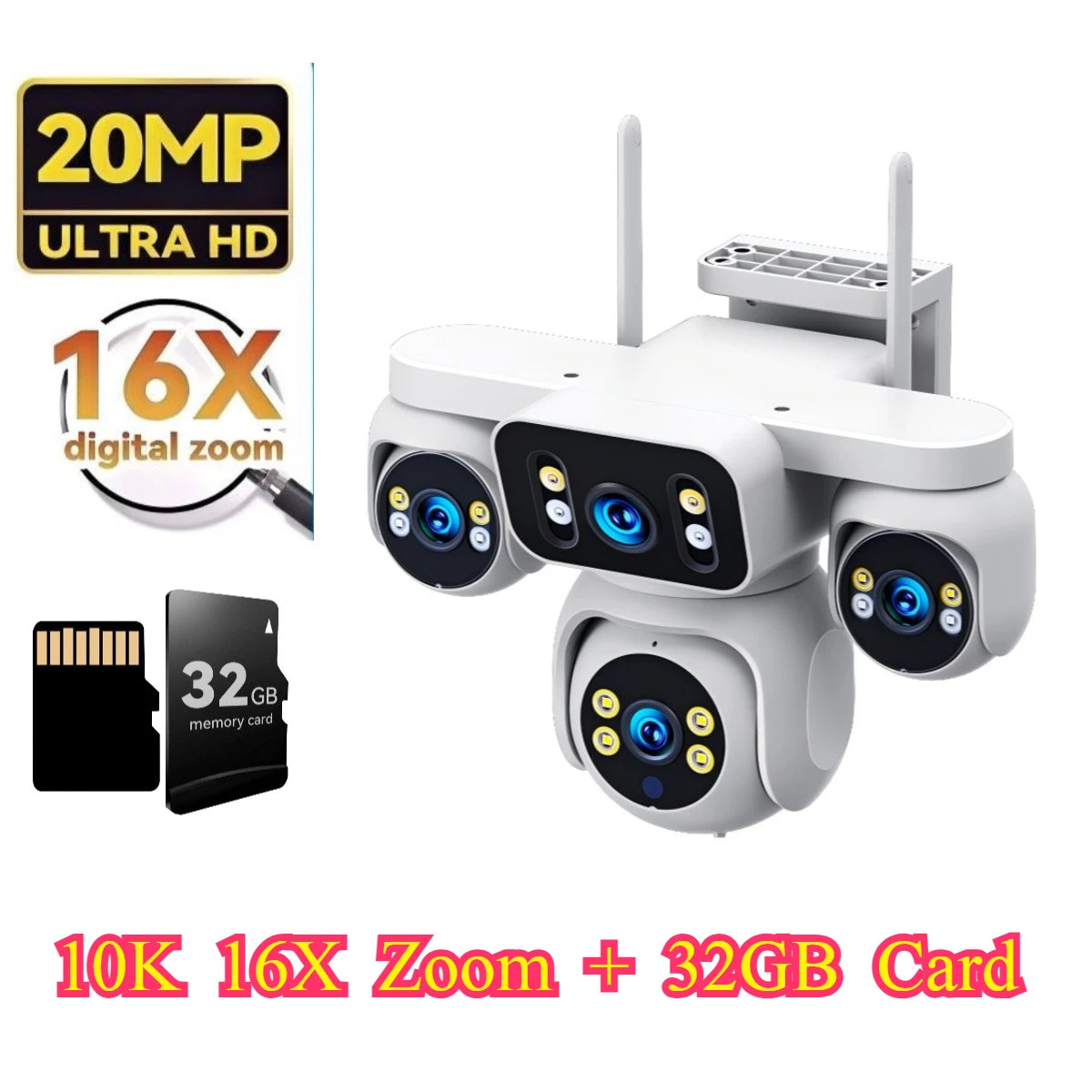 DiFang 20MP 10K 16X Zoom 4 Screens WiFi IP Camera Wireless Outdoor 4 Lens PTZ Human Auto Tracking Surveillance Cameras