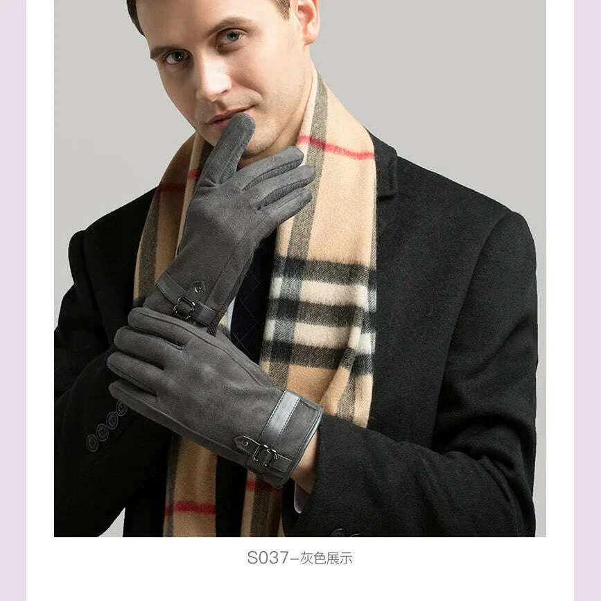 KIMLUD, BISON DENIM Winter Men's Cycling Gloves Outdoor Running Motorcycle Touch Screen Fleece Gloves Non-slip Warm Full Fingers Mittens, KIMLUD Womens Clothes