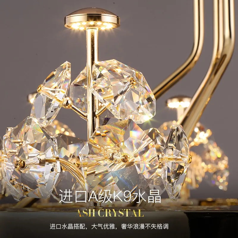 American Light Luxury Crystal Pendant Lamp Postmodern Living Room Lamp Villa Hotel Master Bedroom Lamp Dining Room Lamp