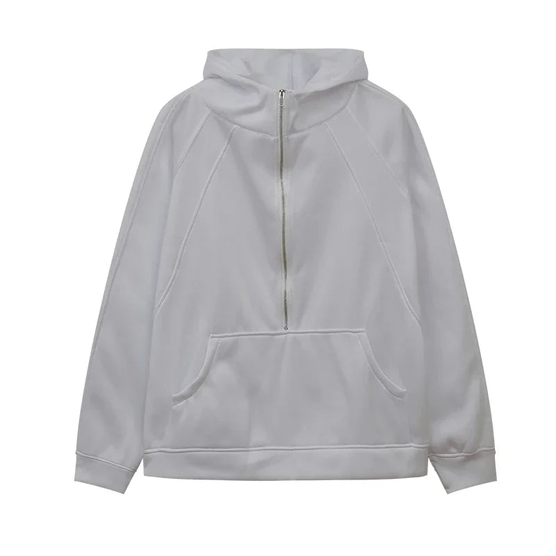 Plush Sweater Half-Zip Hooded Knit With Cozy Thermal Lining And Soft Handfeel — Black | KIMLUD