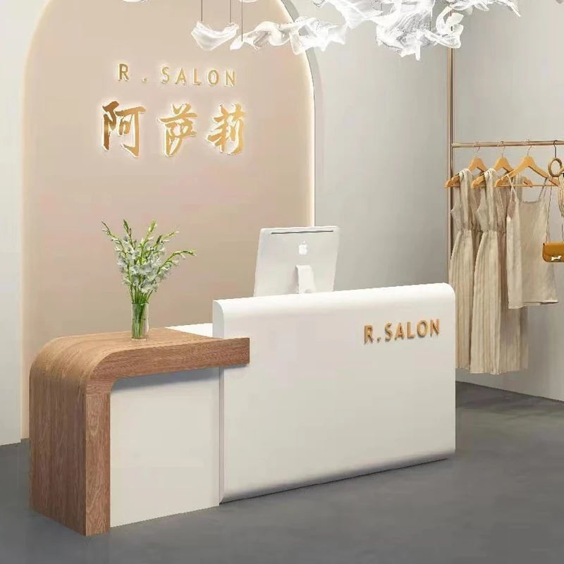 Shop Salon Reception Desks Long Hotel Welcome European Nail Reception Desks Aesthetic Restaurant Scrivania Lounge Furniture