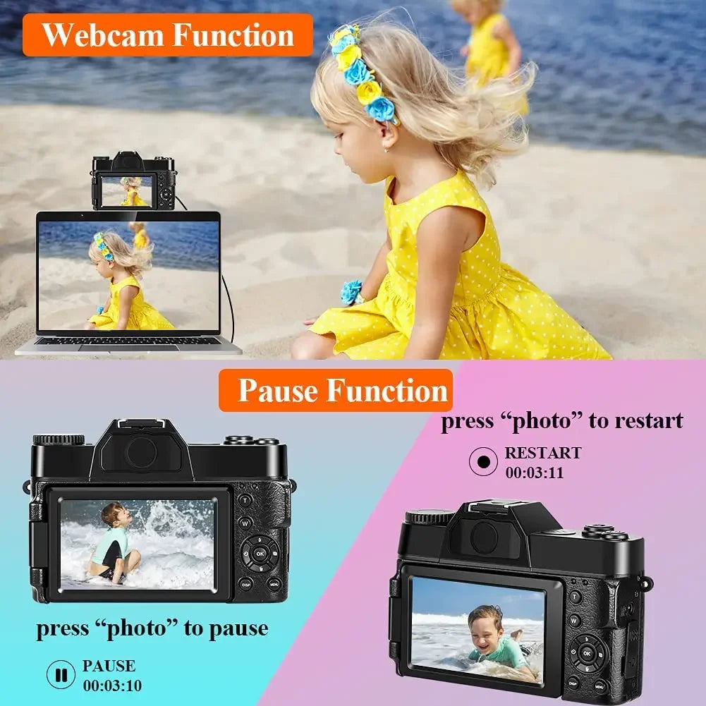 4K Digital Camera for Photography 48MP WiFi Auto Focus Livestream Video Camera 16X Digital Zoom YouTube Vlog Camera Flip Screen