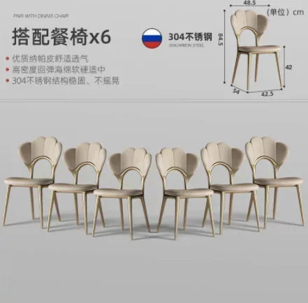 luxury Kitcjen Dining Table Set 6 People Desk legs metal Marble Dining Table Coffee Multifunctional mesa comedor home furniture