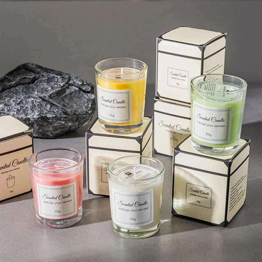 KIMLUD, Aromatherapy Candle Premium Gift Box Glass Handmade Soy Wax Smokeless Creative Aromatherapy Candle Companion Gift, KIMLUD Womens Clothes