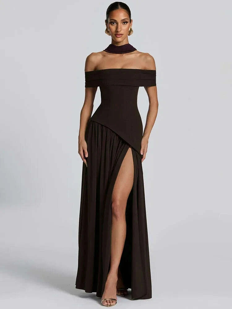 rose adult toy reviews Mozision Off-shoulder Backless Sexy Maxi Dress Women Fashion Strapless  Sleeveless Pleated Thigh High Split Club Party Long Dress