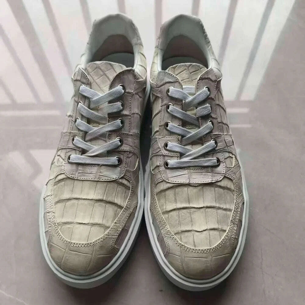 KIMLUD, 2025 new arrival Fashion Crocodile Skin causal shoes men,male Genuine leather Sneakers pdd665, KIMLUD Womens Clothes
