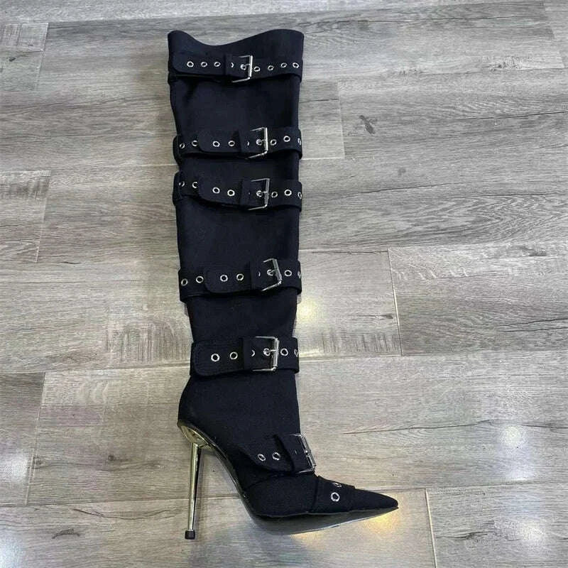 new-womens-denim-metal-rivet-buckle-sandals-womens-sexy-punk-style-pointed-hollow-metal-11cm-high-heel-knee-high-boots-size43kimlud-womens-fashion-34603114