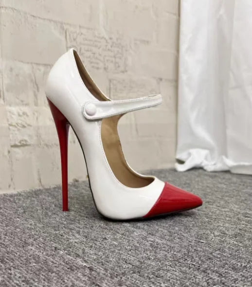 Stiletto Pumps – Front Strap – Patent Leather – Multicolor | KIMLUD