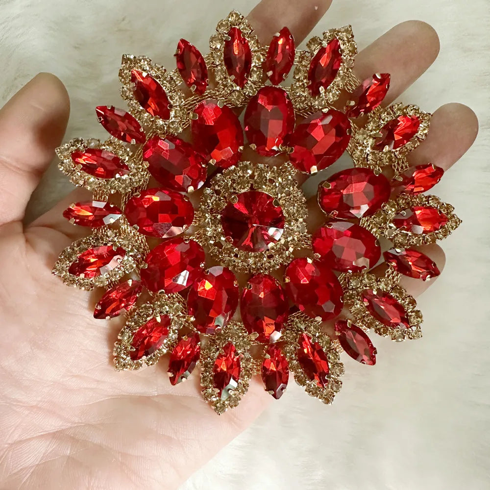 Crystal Rhinestone Appliques Round Cut Wedding Dress Embellishments — Clear | KIMLUD