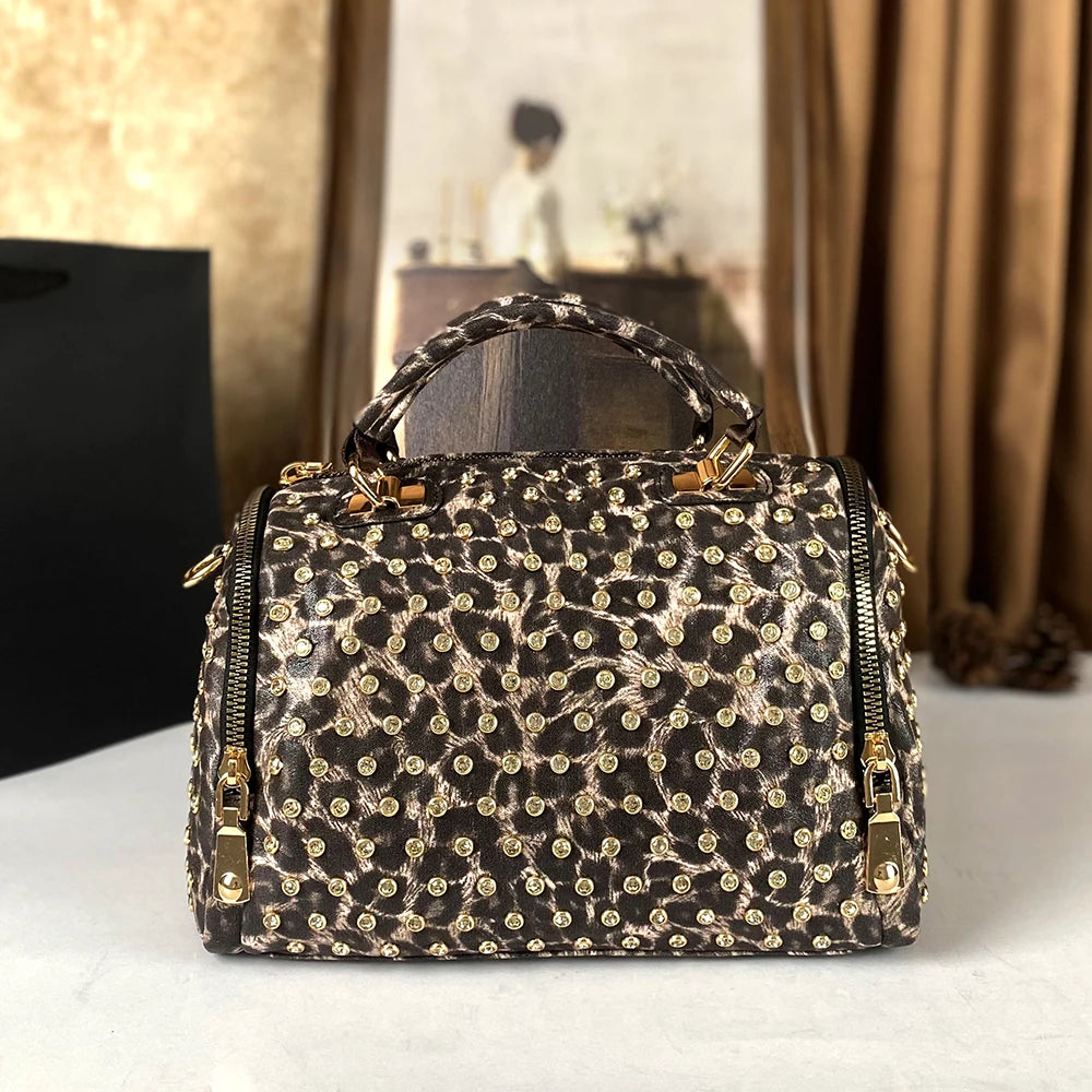 Crossbody Handbag – Diamond Studded Punk Style – PU | KIMLUD