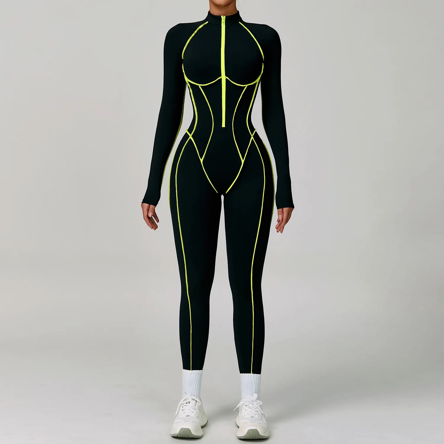 Yoga Bodysuits Women  Breathable Workout Sets Gym Clothes Push Up Fitness Running Sportwear Sexy Zipper Leggings Suit