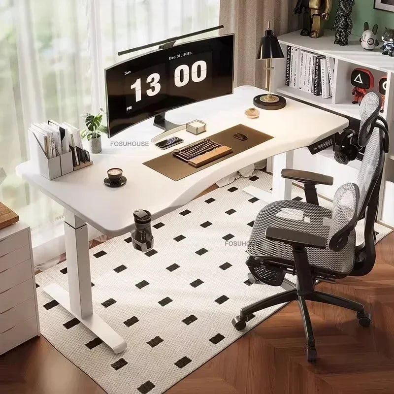 Nordic Pine Wood Standing Desk Electric Lift With Quiet Motor And Cable Management — Natural Pine | KIMLUD