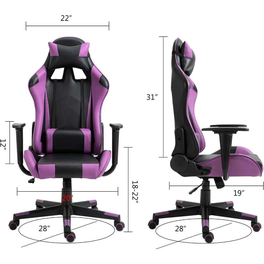 KIMLUD, Modern-Depo Gaming Chair Recliner, Ergonomic Swivel Office Computer Desk Chair with Headrest Lumbar Support, Black Purple, KIMLUD Womens Clothes
