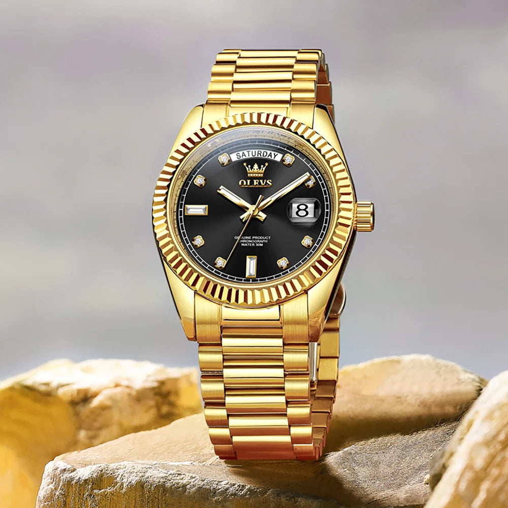 Gold-Tone Stainless Steel Automatic Watch Date — Gold | KIMLUD