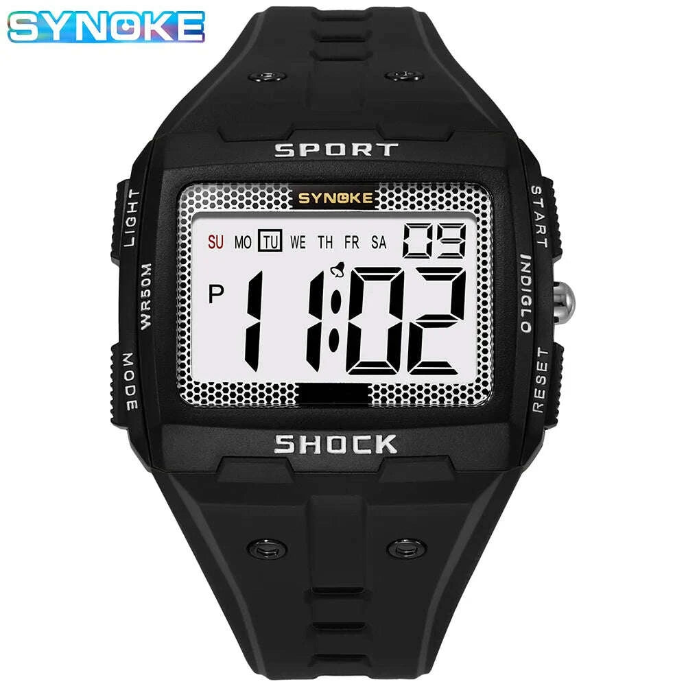 KIMLUD, SYNOKE Big Numbers Full Size Digital Watch Easy to Read 5ATM Water Resistant Electronic Wristwatch Countdown Clock Reloj Hombre, KIMLUD Womens Clothes