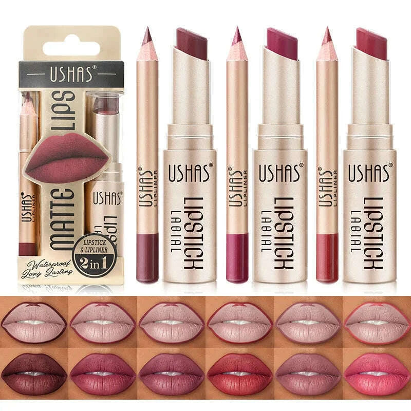 ushas-12-color-lip-liner-lipstick-set-easy-coloring-matte-lipstick-long-lasting-nude-red-lipstick-kimlud-kimlud-33921751