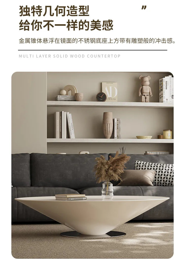 Minimalist Round Coffee Table Unique Aesthetic — White | KIMLUD