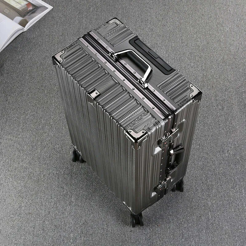 KIMLUD, Aluminum Frame Suitcase 20 inch Boarding Cabin Rolling Luggage Trolley Case Password Suitcases on Wheels Men and Women Students, KIMLUD Womens Clothes