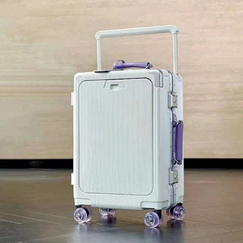 front-opening-pocket-rolling-luggage-aluminum-frame-wide-handle-trolley-suitcase-with-colorful-silent-wheels-usb-charging-plugkimlud-womens-fashion-34614828