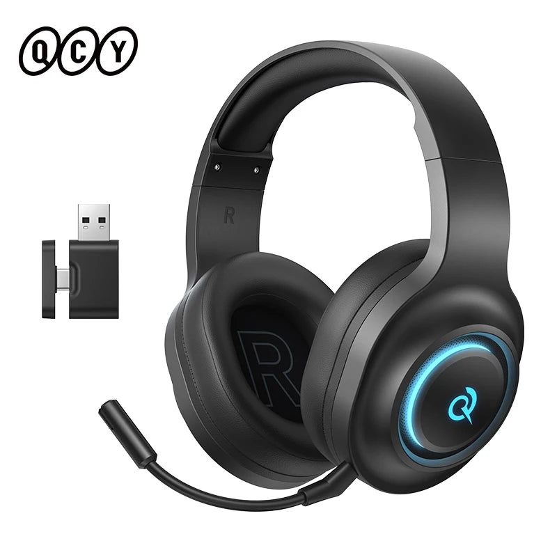 KIMLUD, QCY Heroad V200 Gaming Over Ear Headphone Wireless Bluetooth 6.0 with Mic 50mm Driver 7.1 Surround Sound Dynamic EQ RGB Headset, KIMLUD Womens Clothes