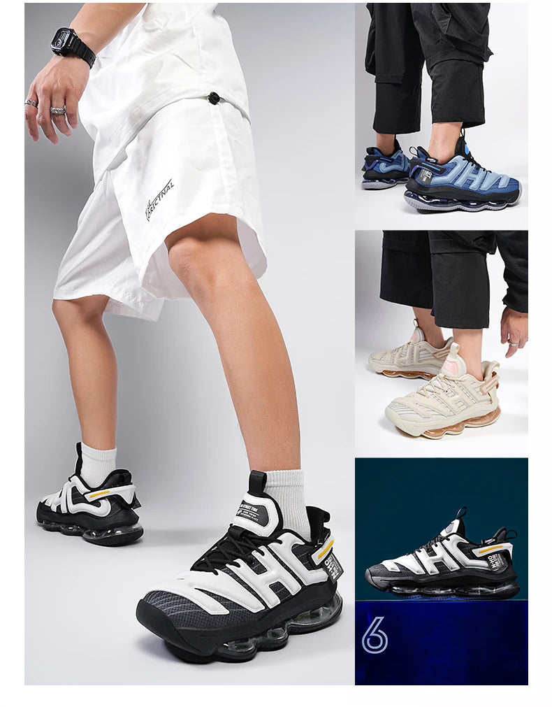 Chunky Sneakers Plus Size 45 Mens Designer Air Cushioned Basketball Shoes Fashion Casual Leather Height Increased Platform Shoes