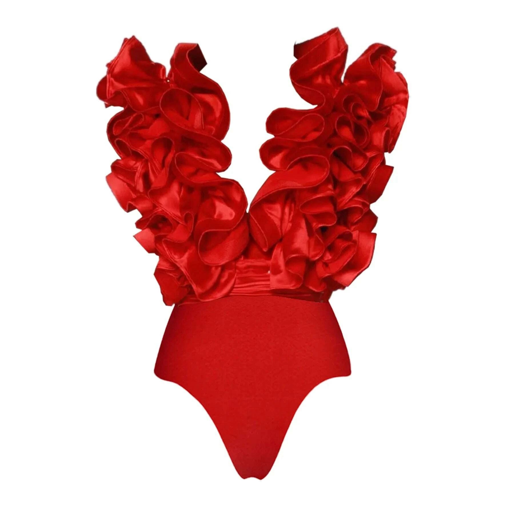 KIMLUD, CM.YAYA Women Sets Streetwear 2 Two-piece Suits Sexy Beach Holiday Ruffles Asymmetrical V-neck Bodysuit+Long Skirts Bikinis Sets, KIMLUD Womens Clothes