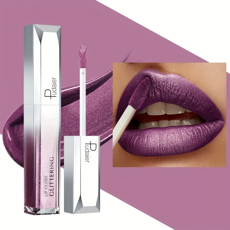 Metallic Lip Gloss Set Waterproof Long-Lasting — Mauve Rose | KIMLUD