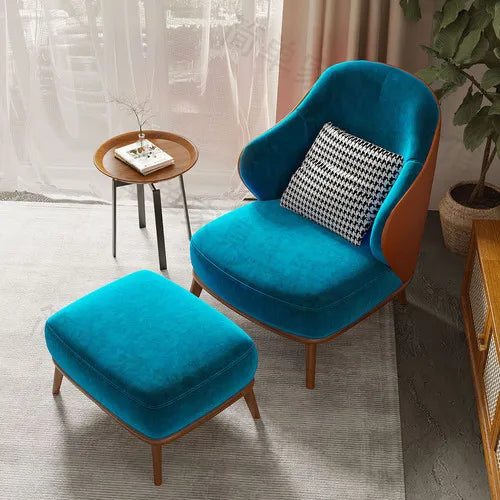 Velvet Nordic Lounge Chair With Cloud Cushion — Ivory | KIMLUD