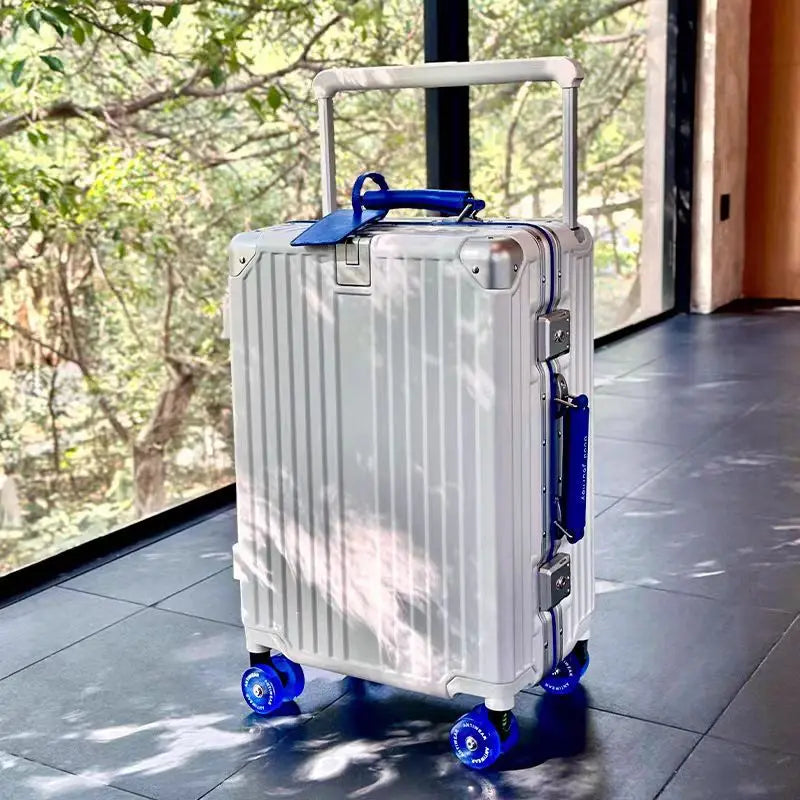 Wide-Handle Travel Suitcase With Cup Holder — Black | KIMLUD