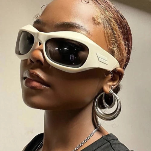 Steampunk Style Sunglasses Curved Lenses — Multicolor | KIMLUD