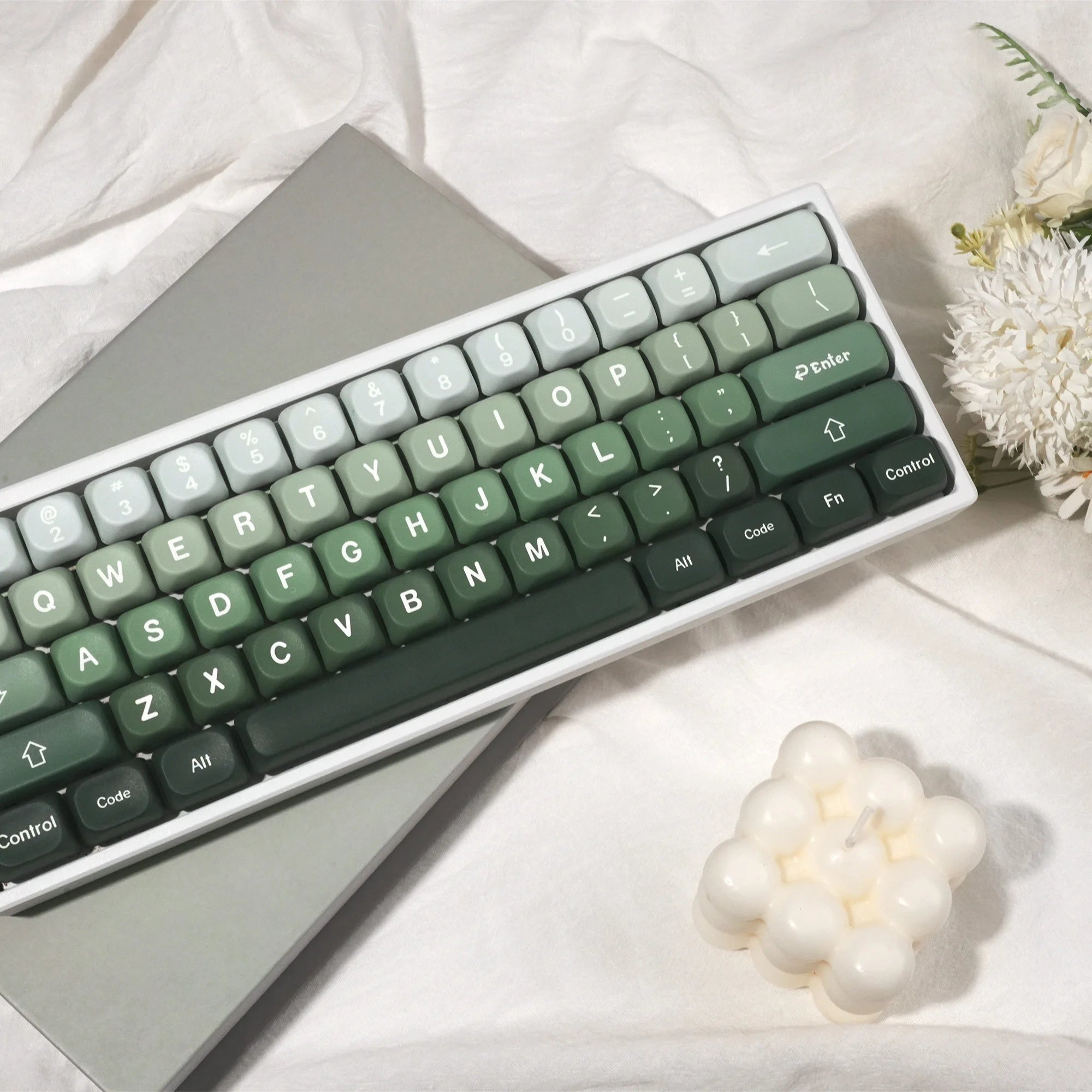 XVX Gradient Green MOA PBT Keycaps Custom Keyboard Keycaps 75 Percent Dye Sublimation Keycaps for Cherry MX Switches 132 Keys