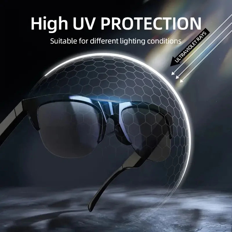 New Smart Glasses AI Translation Anti-UV Bluetooth Call HIFI Music Headphones Outdoor Sports Fashion Sunglasses For Women Men
