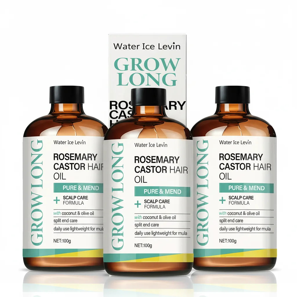 Rosemary-Infused Castor Hair Oil For Scalp Care And Split Ends — Clear | KIMLUD
