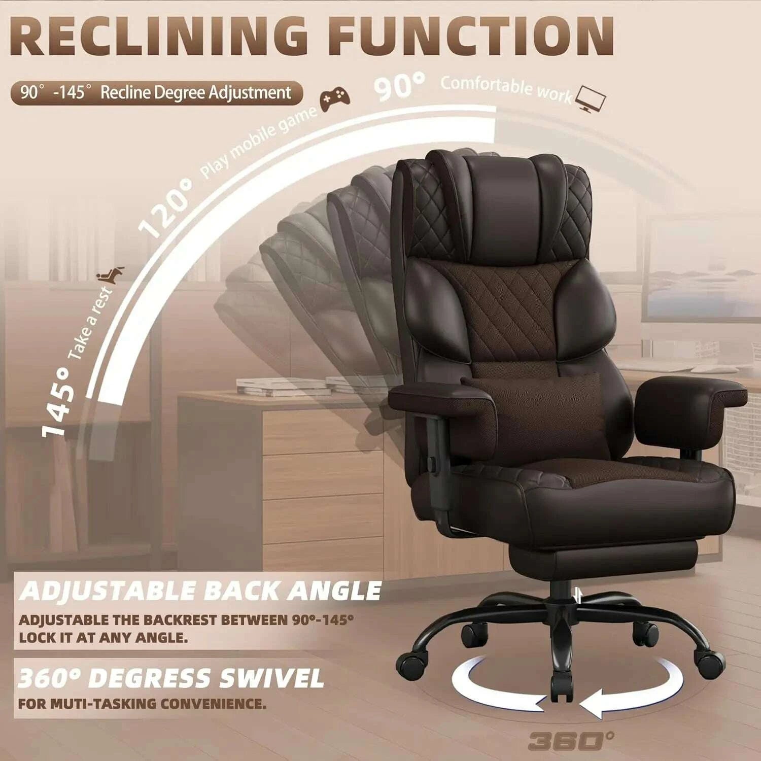 KIMLUD, Big and Tall Office Chair, Computer Chair with Soft Adjustable Armrests, Ergonomic High Back Gaming Chair with Lumbar Support, KIMLUD Womens Clothes