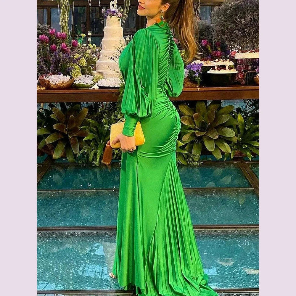 vgh-temperament-solid-spliced-folds-dresses-for-women-v-neck-lantern-sleeve-high-waist-elegant-slimming-long-dress-female-new-kimlud-kimlud-33911569