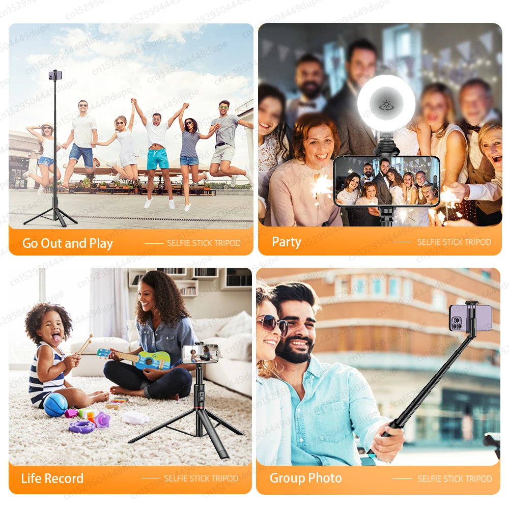 Portable Selfie Stick Tripod for Phone,Aluminum Alloy 72 inch Stand with Wireless Bluetooth,Cold Shoe for iPhone Smartphone