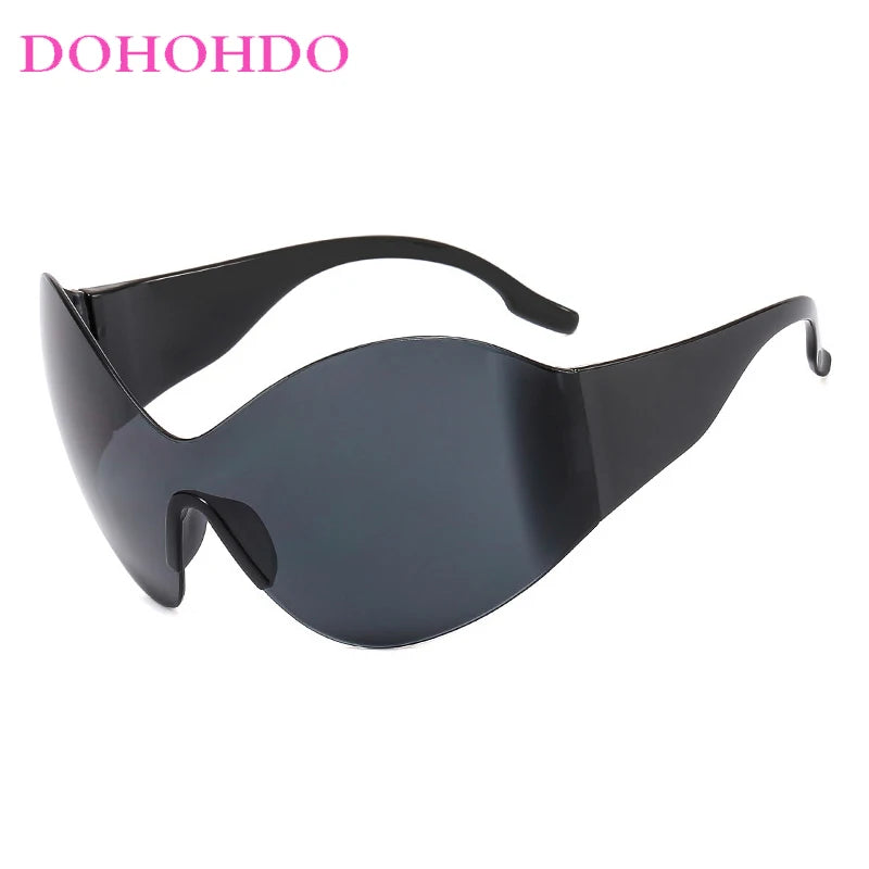 Sunglasses Oversized Punk Plastic Frame — Black | KIMLUD