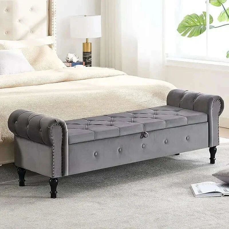 velvet-tufted-storage-bench-67-bedroom-end-of-bed-bench-king-size-with-rolled-arms-button-ottoman-benchkimlud-womens-fashion-34604689