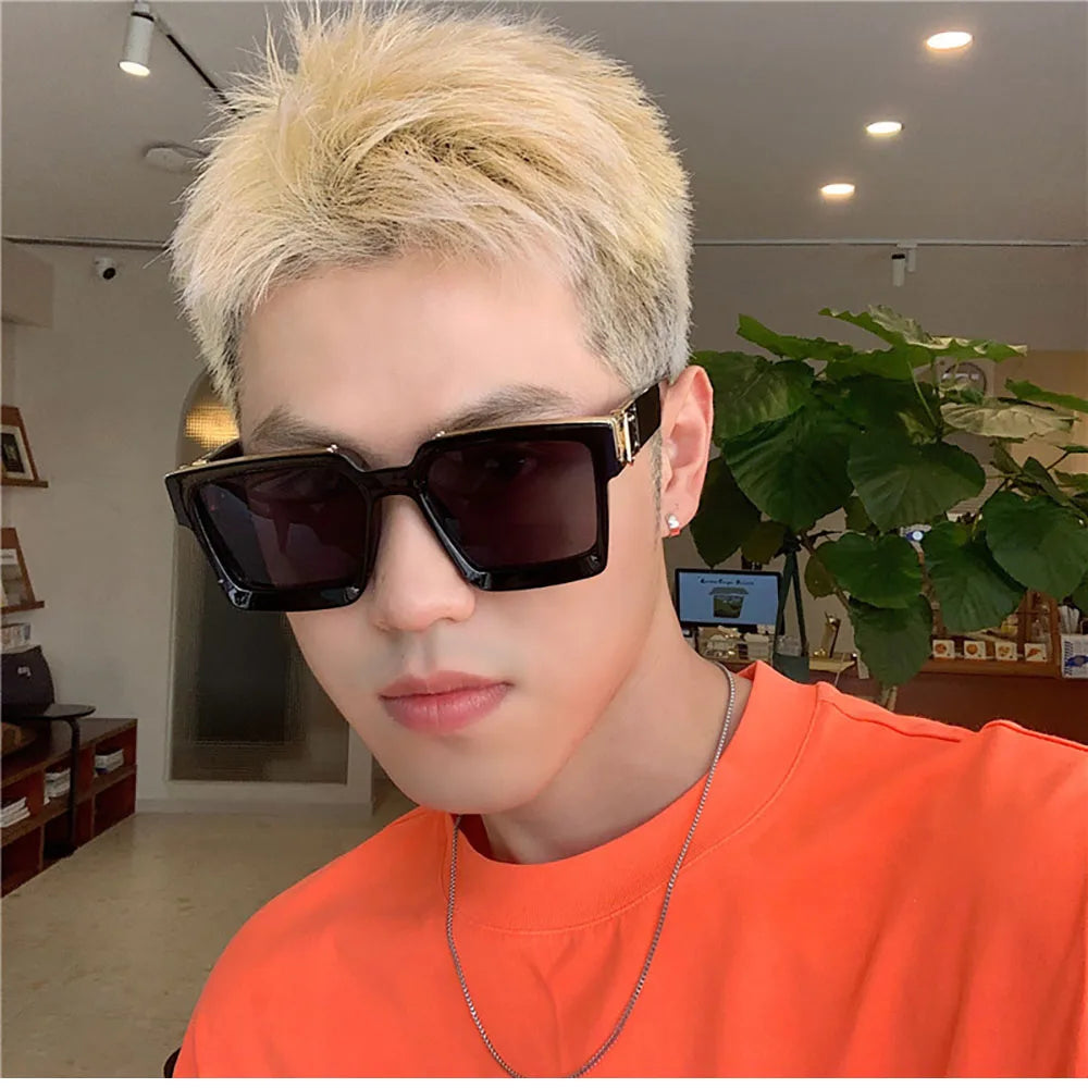 Resin Square Sunglasses Vintage Millionaire Style — Silver | KIMLUD