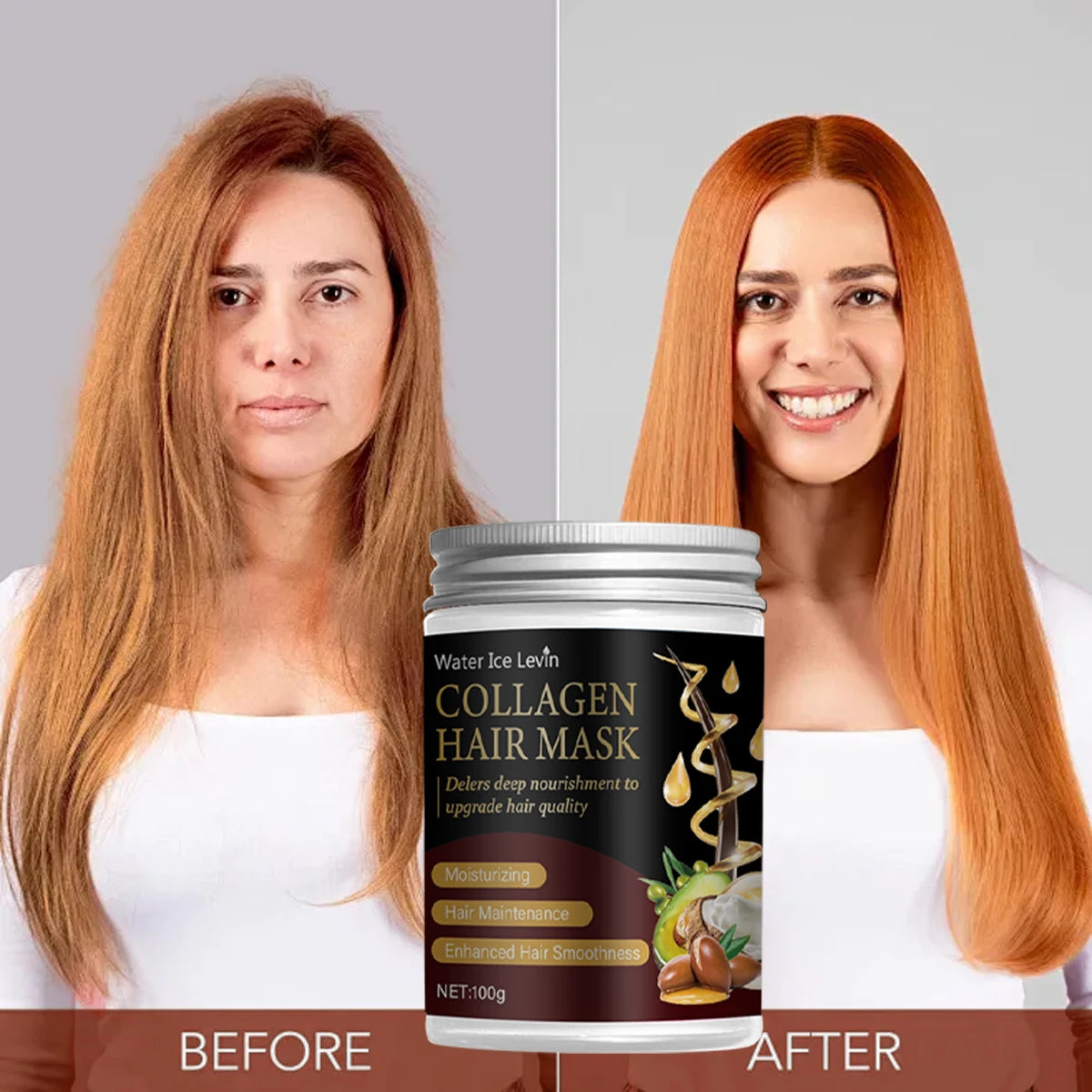 Collagen-Infused Hair Mask With Argan And Coconut Oil For Deep Nourishment And Smoothness — Ebony Black | KIMLUD