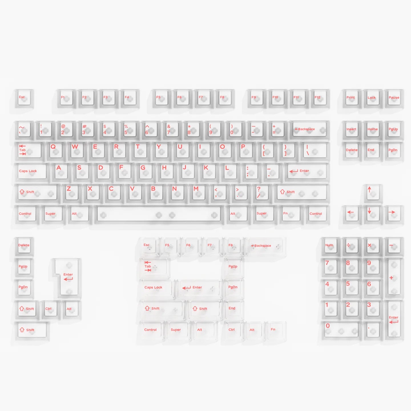Multicolor Transparent PC Keycaps Cherry profile Shine Through Keycap Sets With Numberpad Key Cap for MX Mechanical Keyboard
