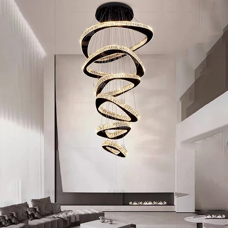 Ring Pendant Light With Dimmable LED Rings — Antique Gold | KIMLUD