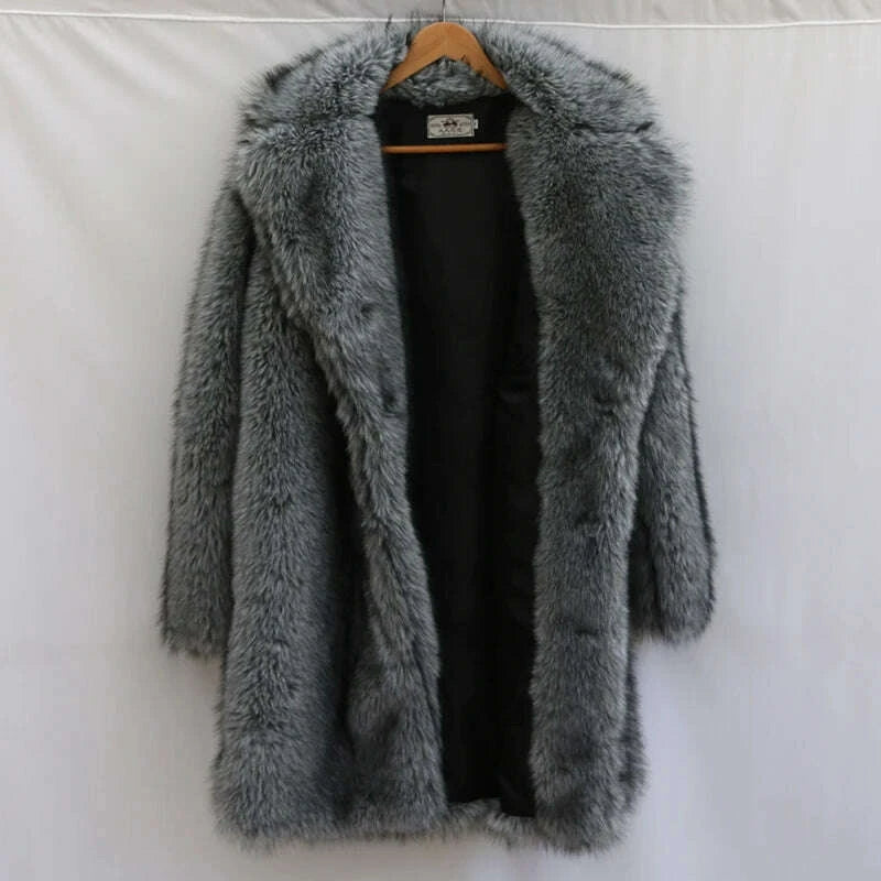 KIMLUD, Men's fur coat Mink fur long coat Plus size winter thickened warm trench coat, KIMLUD Womens Clothes