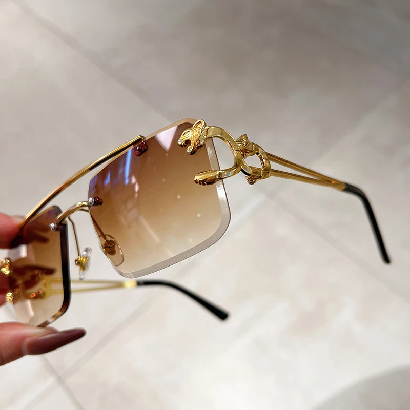 Rimless Sunglasses Oversized Square — Blue Gradient | KIMLUD