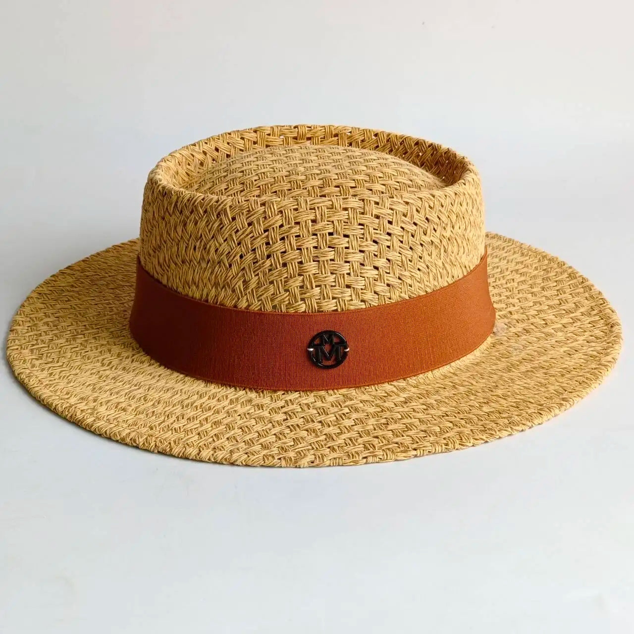 Summer straw hat French elegant seaside travel sun hat bow ribbon flat top large brim straw hat hats for women