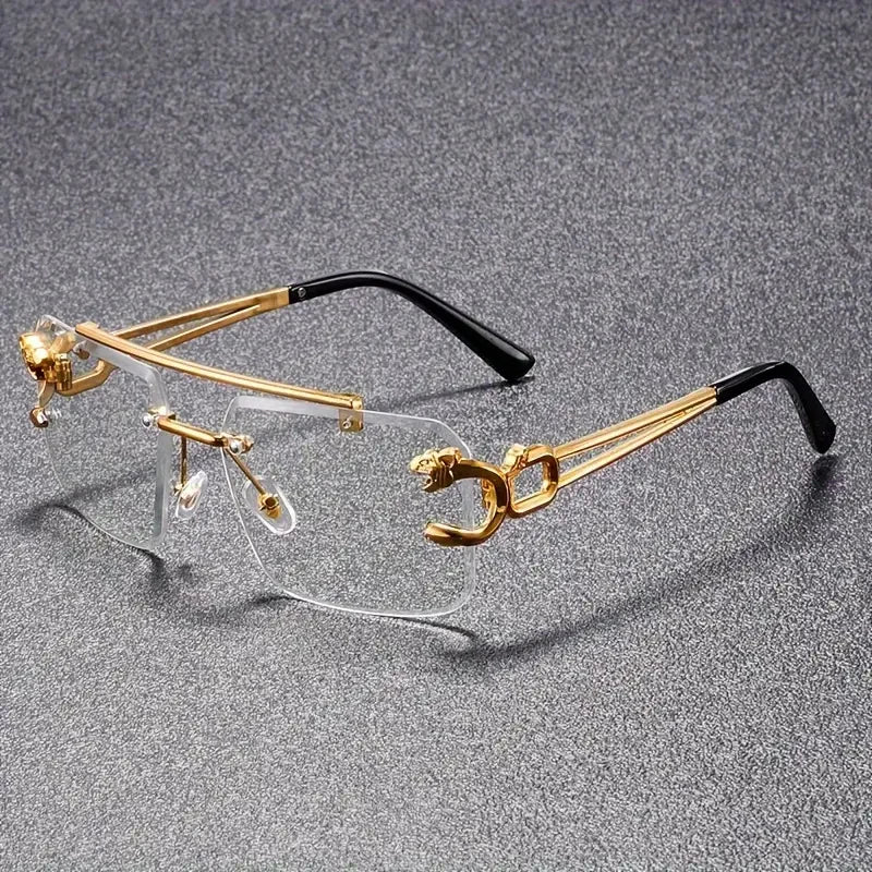 Polycarbonate Sunglasses Rectangle Frame Gold-Tone Hardware — Black | KIMLUD