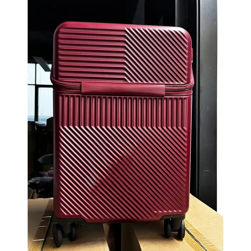 Polycarbonate Carry-On Luggage 20-Inch Lightweight With Cup Holder — Metallic Silver | KIMLUD