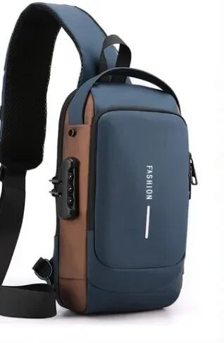 Oxford Sling Bag Anti Theft USB Charging — Black | KIMLUD