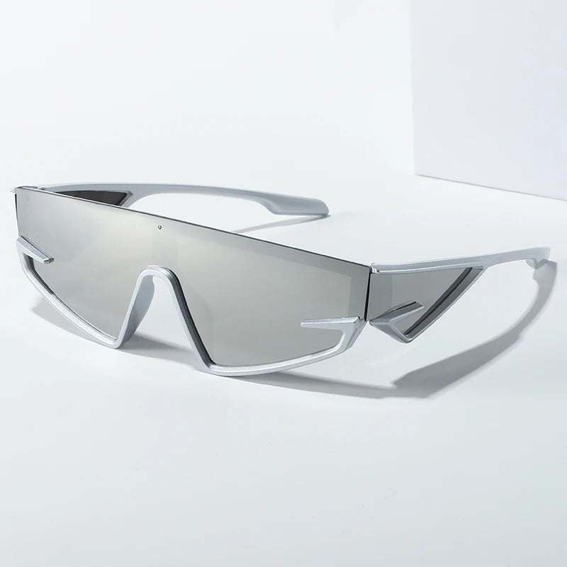 Plastic Shield Sunglasses Tech-Savvy — Black | KIMLUD